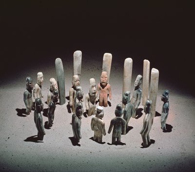 Offering of Sixteen Male Figures, from La Venta, Tabasco, Pre-Classic Period, 9th Century BC to 1st Century AD by Olmec
